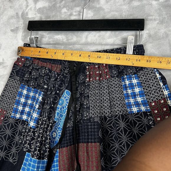 Onttno Adult  Harem Joggers Patchwork Pants L Cotton Linen Boho Festival Casual - Picture 6 of 13